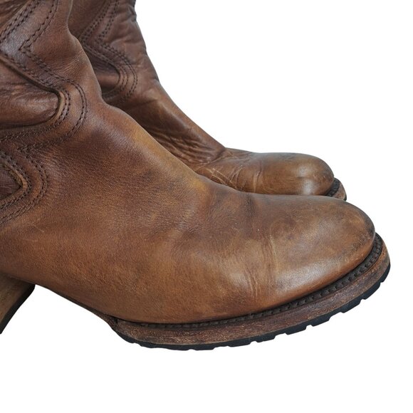 Freebird Fuego Over the Knee Brown Leather Heeled Boots Size 12 Tall Distressed - Picture 16 of 16